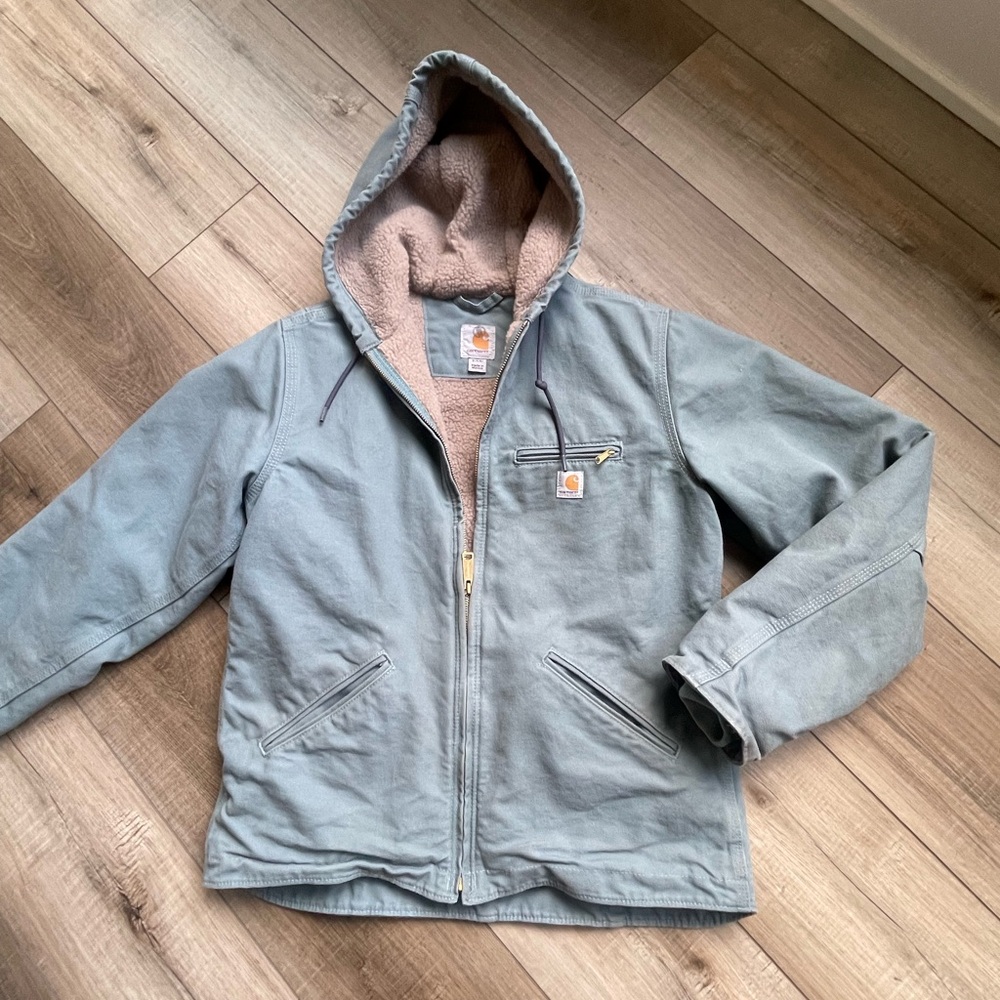 Women's Blue Carhartt Hooded Utility Jacket